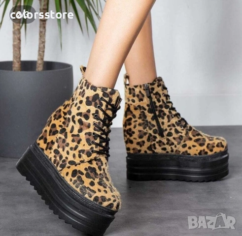 Боти на платформа - леопардов принт - BML88