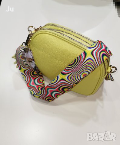 ✨Чанта Естествена кожа ✨Нова ✨Цветна Дръжка ✨Шарена дръжка, снимка 12 - Чанти - 39369757