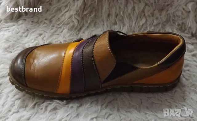 Дамски цветни обувки, естествена кожа, без връзки, код 74/129, снимка 2 - Дамски ежедневни обувки - 47630507