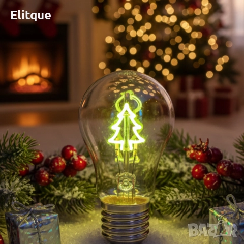 Коледна LED декоративна крушка с фигура – Елха / Love – Топъл празничен акцент за дома и подарък, снимка 4 - Други - 52629405