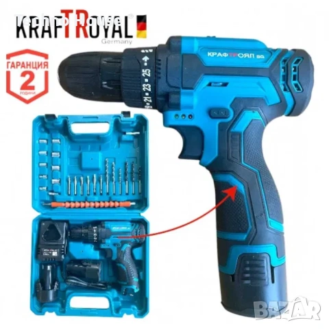 Акумулаторен Ударен Винтоверт 36V с две батерии + 24 части в куфар, снимка 2 - Винтоверти - 53143346