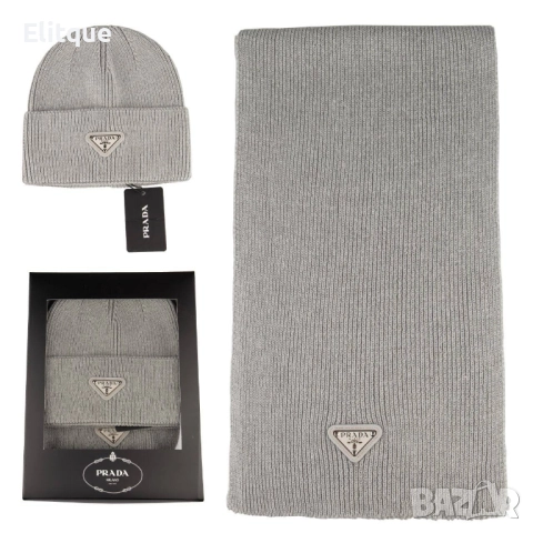 комплект шапка и шал hermes prada , снимка 6 - Шапки - 52509650