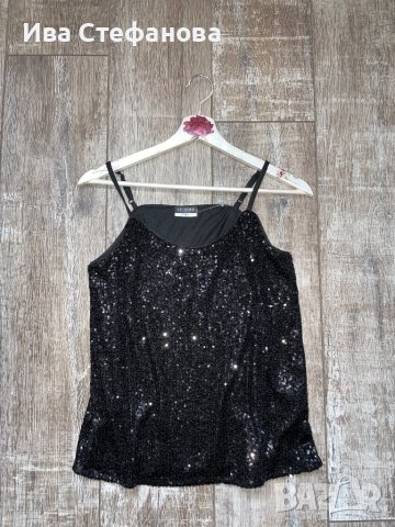 Черен нов еластичен парти коктелен коктейлен официален топ пайети . Размер S, снимка 8 - Корсети, бюстиета, топове - 43350169