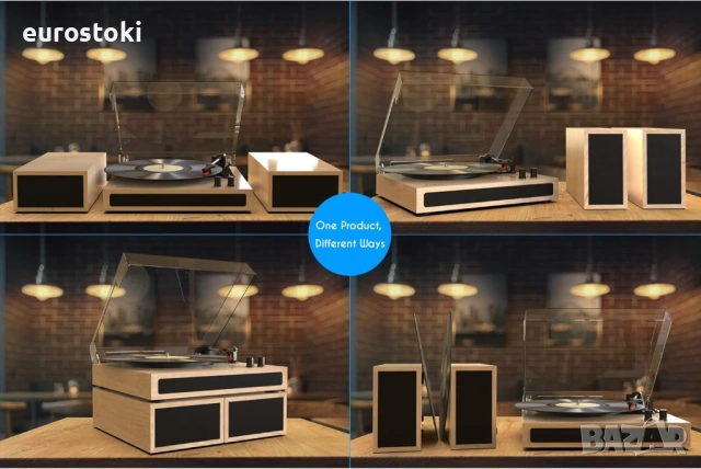 Wiibo Mustang 1970-BT Natural - Грамофон с вградени високоговорители от висок клас и Bluetooth, снимка 4 - Грамофони - 53501710