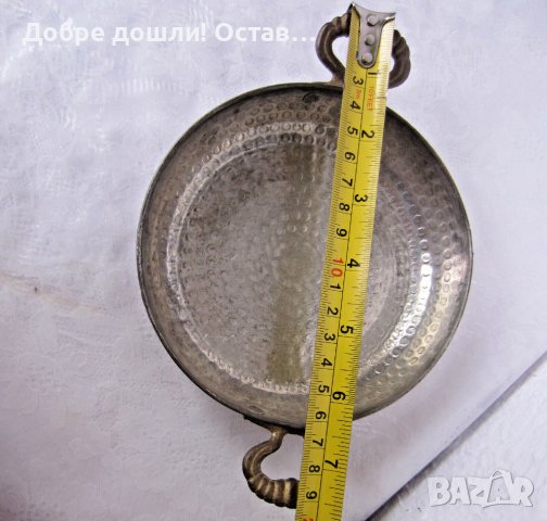 Стар метален съд с месингови дръжки, снимка 5 - Други - 43308097