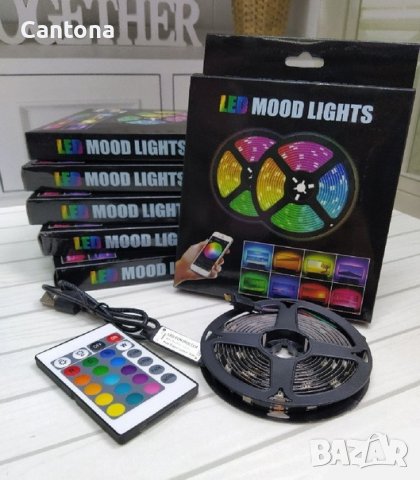 2 метра лента RGB LED 5050, дистанционно, APP - Android/iOS, многоцветна, снимка 5 - Лед осветление - 43329259