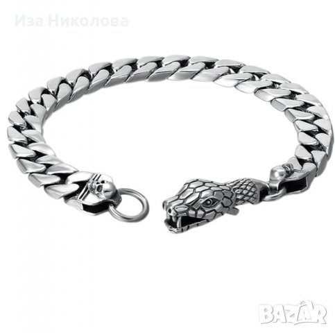 Сребърна гривна със змия