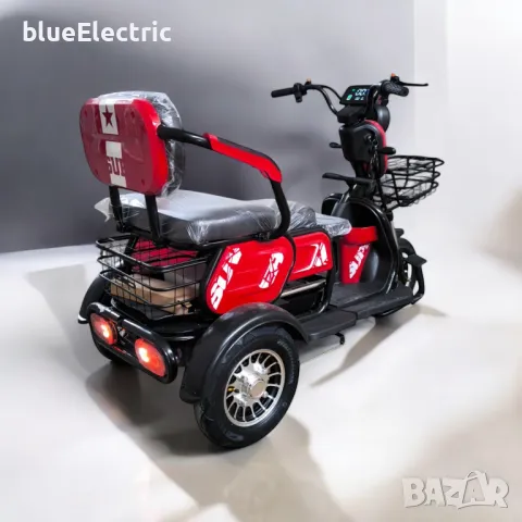Електрическа триместна триколка blueElectric C1 1800W | 48V | 24Ah | RACING RED, снимка 3 - Мотоциклети и мототехника - 49745536