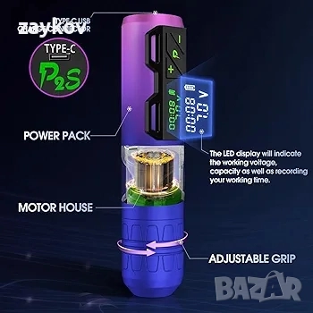Комплект за татуировки EZ Tattoo Gun, пълен комплект за безжична машина за татуировки, снимка 2 - Други инструменти - 51990565
