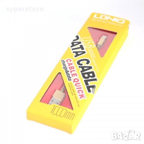 Кабел Lightning към USB за iPhone 5 iPhone 6 iPhone 7 Ldnio LS08 SS000060 -1м Gold метални букси ver, снимка 4 - USB кабели - 18643075