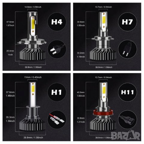🔝 INFITARY ®️  Лед крушки h7 h4 H7 H11 H1 HB3 HB4 , снимка 7 - Аксесоари и консумативи - 27811092