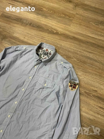 Мъжка памучна риза дълъг ръкав Napapijri Flag slim fit Long sleeve shirt , XXL размер, снимка 3 - Ризи - 53262649