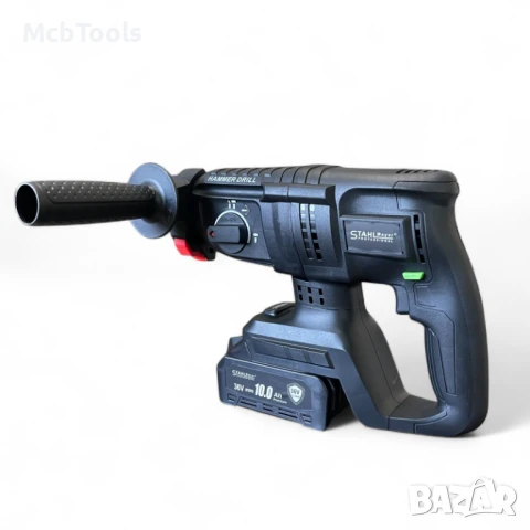 Комплект 4 в 1 акумулаторен перфоратор, ъглошлайф 125 мм, гайковерт – винтоверт 36V 10Ah в куфар Sta, снимка 2 - Други инструменти - 50747893