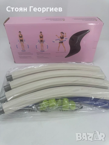 Фитнес обръч Hula Hoop TvvaaFog, Mасажен, Антицелулитен, 86 см, Сив/Розов , снимка 3 - Фитнес уреди - 53473465