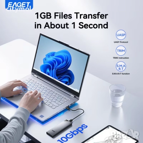 EAGET M.2 NVMe SSD кутия, 10Gbps, M.2 SSD към USB 3.1 Windows7/8/10/11, Mac OS, Linux, 2230/2242/226, снимка 8 - Други - 52625052