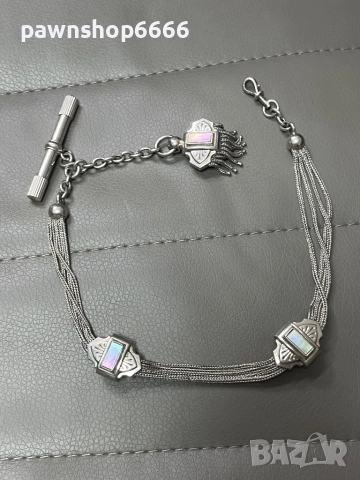 Сребърна верижка за джобен часовник със седефени елементи, снимка 3 - Мъжки - 51454790