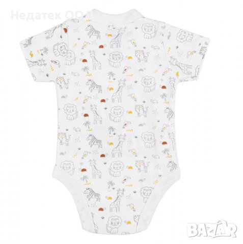 Памучно бебешко боди с животни от джунглата , За момче,  0 - 3 месеца, Бяло, снимка 2 - Стоки за близнаци - 39626099