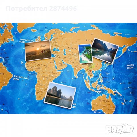 2031 Скреч карта на света OCEAN, снимка 2 - Други стоки за дома - 34987777