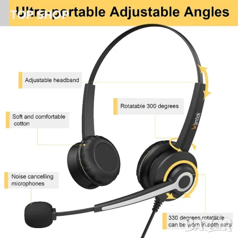 USB слушалки с шумопотискащ микрофон за лаптоп Wantek Call Center, снимка 3 - Слушалки за компютър - 49944952