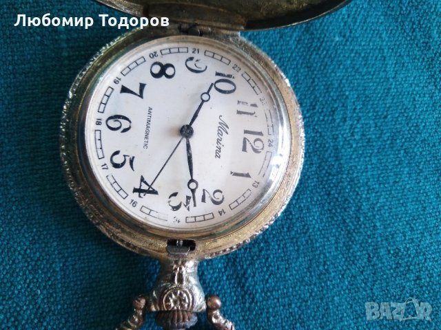 Джобен часовник с капак MARINA-antimagnetic, снимка 4 - Други ценни предмети - 33367170