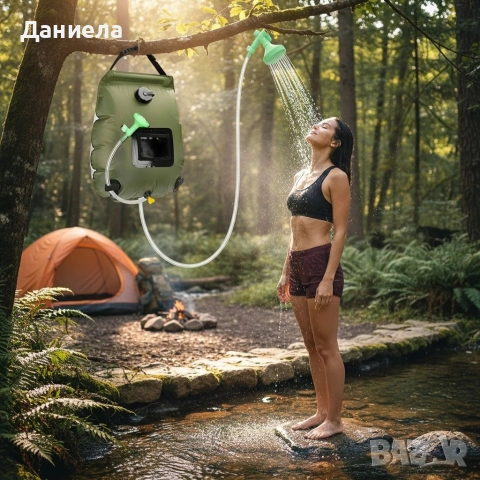Преносим соларен къмпинг душ 20L с вграден термометър, сгъваем дизайн и подсилена дръжка, снимка 2 - Други стоки за дома - 53566519