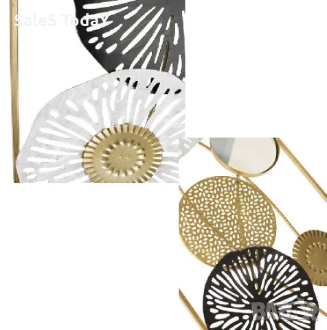 Метална рамка с огледало и цветя, 60см, снимка 2 - Картини - 49632022