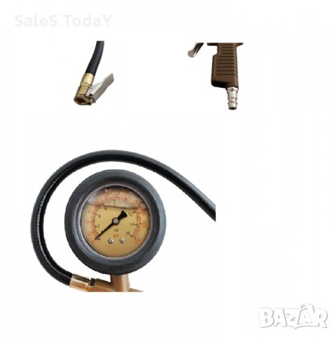Манометър с глицерин, Пистолет за помпане на гуми, с манометър, ф64 мм., 0-16 bar, снимка 3 - Аксесоари и консумативи - 35369382