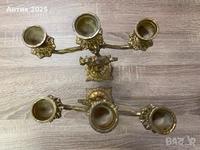 Винтидж бронзови свещници с ездачи на коне (чифт), снимка 4 - Антикварни и старинни предмети - 52061053