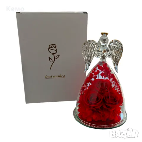 Вечна роза в стъклена ангелска фигура, снимка 9 - Подаръци за жени - 49012631