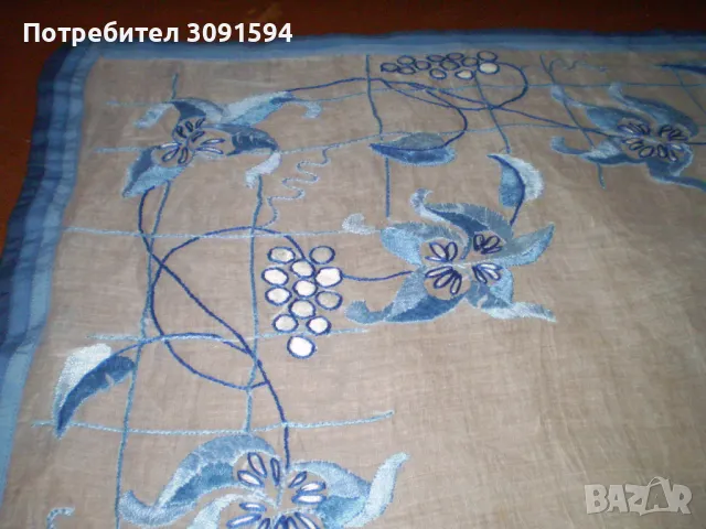 стара ръчно бродирана покривка  на батиста рядка находка