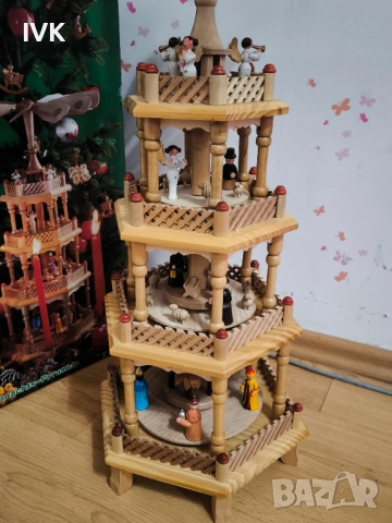  Коледна дървена играчка въртележка Германия , снимка 6 - Антикварни и старинни предмети - 52685646