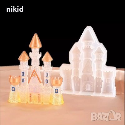 Голям замък дворец дълбок силиконов молд форма калъп фондан шоколад гипс , снимка 3 - Форми - 22880856