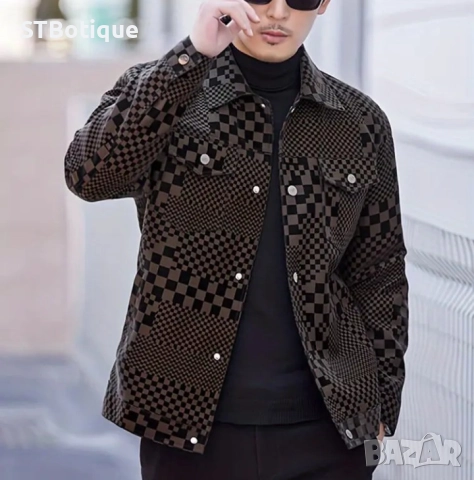 🧥✨ МЪЖКО ПАЛТО С КАРИРАН ДЕСЕН ОТ ИЗКУСТВЕНА КОЖА – STBOUTIQUE ✨🧥, снимка 8 - Якета - 52135208