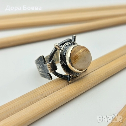 Сребърен пръстен: "Посоки", снимка 2 - Пръстени - 52695840