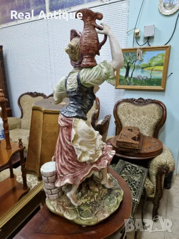 Уникална огромна антикварна колекционерска порцеланова фигура статуетка Capodimonte , снимка 6 - Статуетки - 48694682