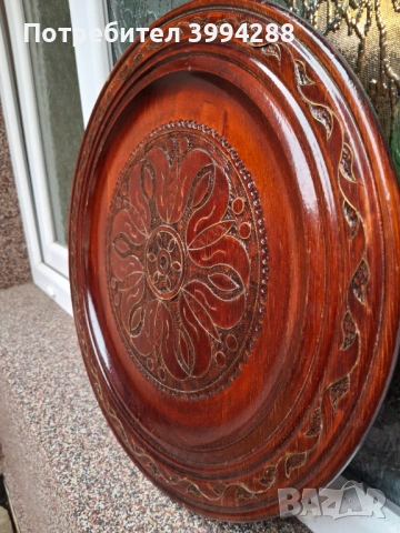 Стара чиния поднос дърворезба, снимка 2 - Антикварни и старинни предмети - 53304363