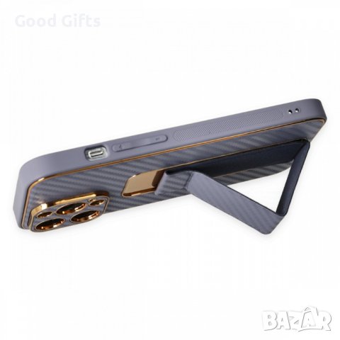 Противоударен кейс със стойка за iPhone 15 Plus, TP-36, Сив Карбон, снимка 4 - Калъфи, кейсове - 43032070