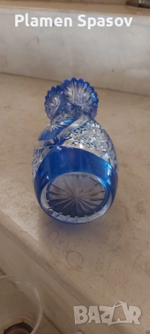 кристала ваза в синьо , снимка 3 - Вази - 52812225
