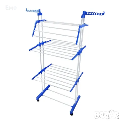 Сгъваем сушилник за дрехи на колелца - практична стойка за сушене на пране, снимка 6 - Сушилни - 48372035