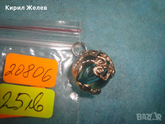 СТАР ПОСРЕБРЕН КРИСТАЛЕН БЕЛ ЕПОК АРТ ПЕНДАНТ МЕДАЛЬОН с ВЕНЕЦИАНСКО СТЪКЛО ТОПЧЕ МУРАНО 20806, снимка 5 - Антикварни и старинни предмети - 35642405