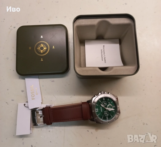 Оригинален НОВ часовник Fossil с хронограф и кожена каишка, снимка 4 - Мъжки - 52015342