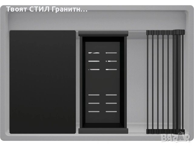 Сива кухненска мивка за вграждане под плот Берген 80 Low 760x530 мм -20%