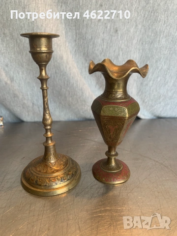 лот бронзова ваза и свещник, снимка 4 - Антикварни и старинни предмети - 53406115