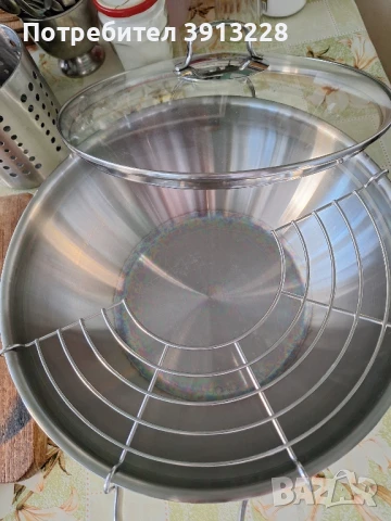 Тиган тип уок с решетка и капак., снимка 3 - Съдове за готвене - 51078756