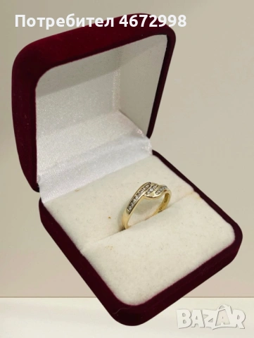 Златен пръстен с диаманти 14к