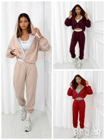Дамски комплект анцуг Gloria, суитшърт и 7/8 панталон, 3цвята 