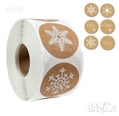 100 бр Коледни снежинка снежинки крафт малки самозалепващи лепенки стикери за ръчна, снимка 2 - Други - 43020540