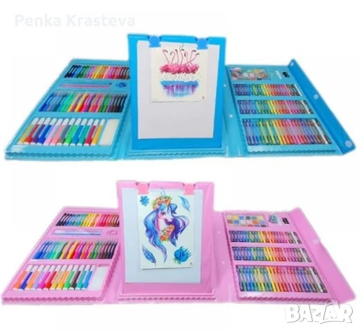 Детски комплект за рисуване в куфар от 208 части / Цвят: Син, розов. /  *ПРОМОЦИЯ*, снимка 7 - Други - 50813556