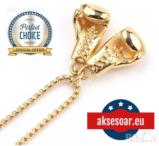 Синджир с висулка 2 мини боксови ръкавици колие хип-хоп верига спортни фитнес аксесоари бижута колие, снимка 15 - Колиета, медальони, синджири - 38283271