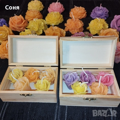 Ароматни восъчни свещи - цветя и рози  различни цветове, снимка 10 - Романтични подаръци - 53168815
